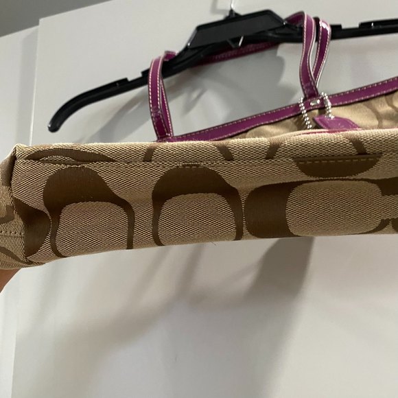 NWT Coach Monogram Handbag and IPad Case Purple/Tan/Brown - Picture 4 of 15